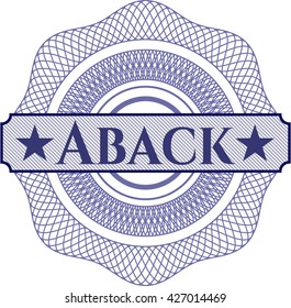 Aback inside money style emblem or rosette
