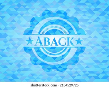 Aback light blue emblem with mosaic ecological style background. 