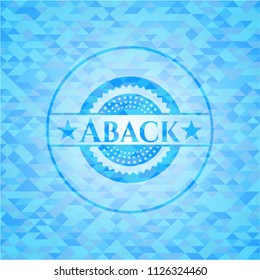 Aback light blue emblem with triangle mosaic background