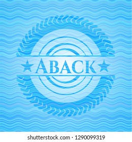 Aback light blue water wave style badge.