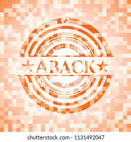 Aback orange mosaic emblem with background