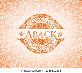 Aback orange mosaic emblem with background