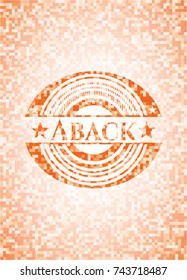 Aback orange mosaic emblem with background