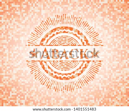 Aback orange mosaic emblem with background