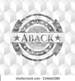 Aback realistic grey emblem with cube white background