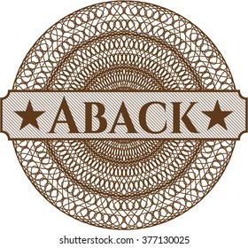 Aback rosette or money style emblem