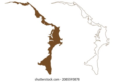 Abaco Islands (Commonwealth of The Bahamas, Cenrtal America) map vector illustration, scribble sketch Great and Little Abaco map