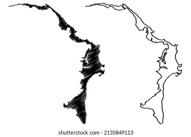 Abaco Islands (Commonwealth of the Bahamas, Zentralamerika) Karte, Vektorgrafik, Skizze Great and Little Abaco map