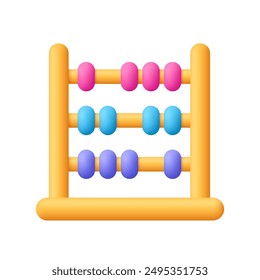 Icono de Vector Abacus 3d. Concepto de finanzas, educación y matemáticas. Dibujos animados estilo minimalista.