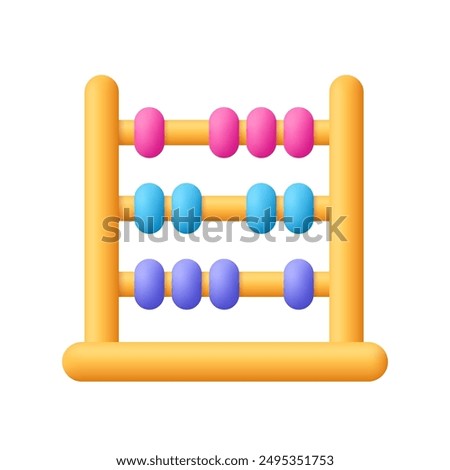 Abacus 3d vector icon. Finance, education and math concept. Cartoon minimal style.
