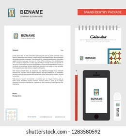 Abacus Business Letterhead, Calendar 2019 and Mobile app design vector template