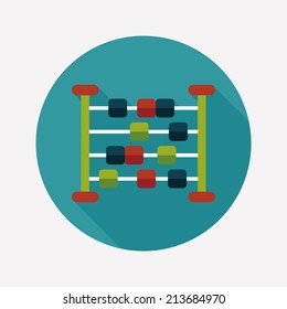 abacus calculation flat icon with long shadow