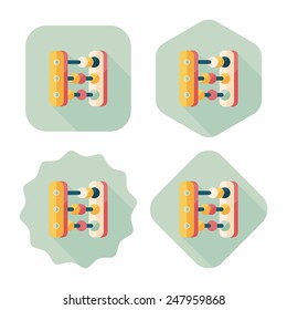 abacus calculation flat icon with long shadow