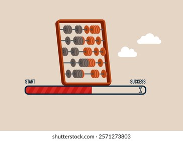 Abacus for calculations. Investment progress. Challenge your progress and win the race. Flat vector illustration.