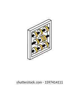 Abacus Calculator. Vector Line, 3d Stroke Isometric, Color Web Icon, New Flat Style. Creative Illustration Design, Abstract Idea For Infographics.