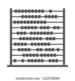  Abacus For Children, Teaching Aid, Black Vector Icon On White Background	