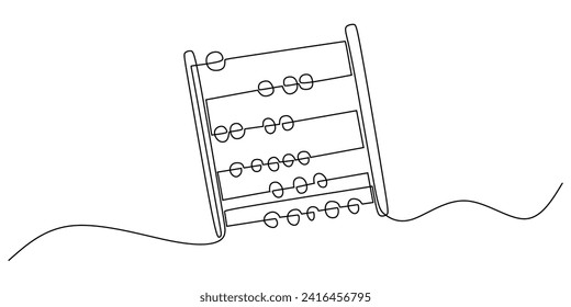 Abacus in Continuous one line art drawing. Hand drawn counting frame sketch minimalist for math study.