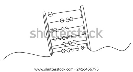 Abacus in Continuous one line art drawing. Hand drawn counting frame sketch minimalist for math study.
