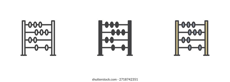 Icono de educación de ábaco en línea, estilo colorido de contorno sólido y lleno. Conteo y Vector de matemáticas signo y símbolo. Icono de Educación para el aprendizaje aritmético y la práctica de cálculo.