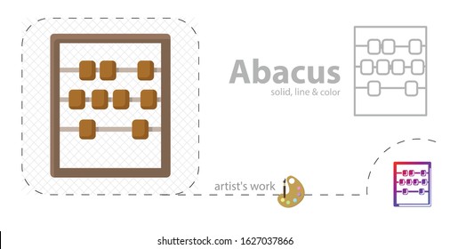 abacus flat, solid, line icon
