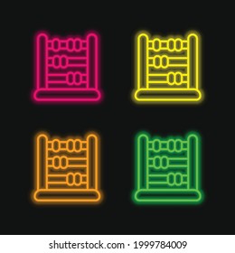 Abacus four color glowing neon vector icon