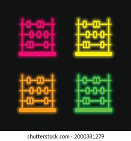 Abacus four color glowing neon vector icon