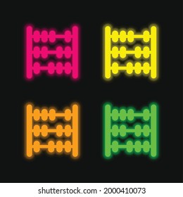 Abacus vier farbige leuchtende Neonvektorsymbol