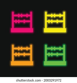 Icono de vector de neón brillante de cuatro colores Abacus