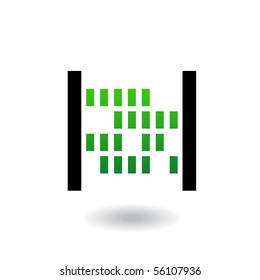 Abacus with green beads and black body isolated on white