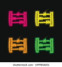 Abacus Hand Drawn Educational Toy four color glowing neon vector icon