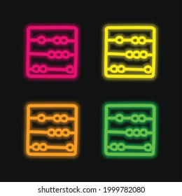 Abacus Hand Drake Tool cuatro colores brillante neón vectorial icono