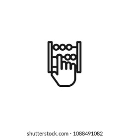 Abacus with hand line icon