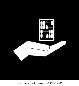 Abacus in hand vector icon