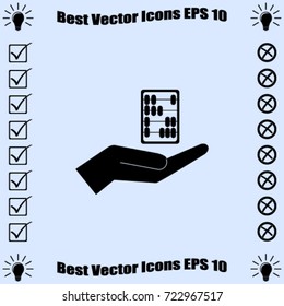 Abacus in hand vector icon