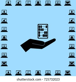 Abacus in hand vector icon