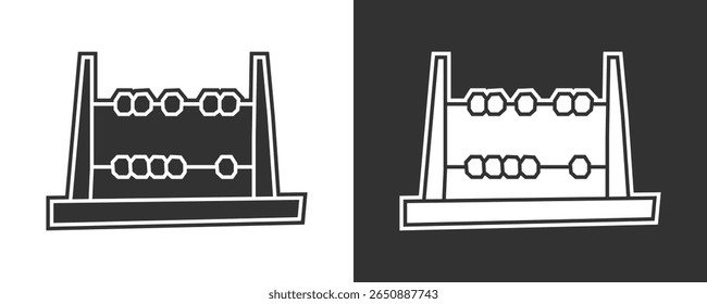 Ícone Abacus em estilo de recorte preto preenchido e branco preenchido