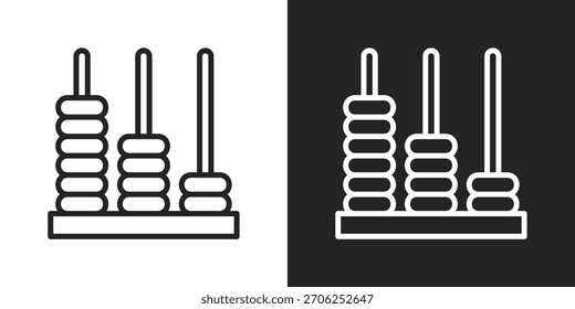 Icono de ábaco en estilo de línea blanco y negro