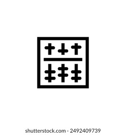 Abacus icon calculating instrument that uses beads that slide along a series of wires or rods set in a frame to represent the decimal places