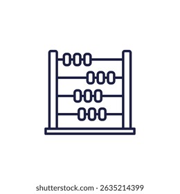 Abacus icon, counting tool line vector