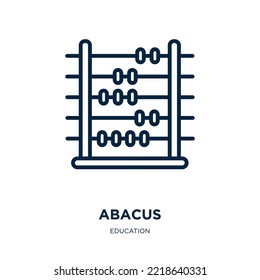 icono de abacus de la colección de educación. Baco lineal delgado, calculadora, icono de contorno financiero aislado en fondo blanco. Signo de abacus vector de línea, símbolo para web y móvil