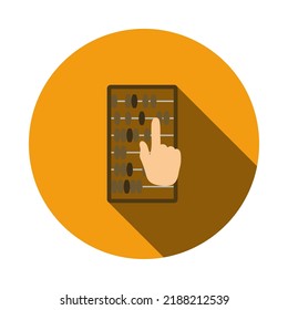 Abacus Icon. Flat Circle Stencil Design With Long Shadow. Vector Illustration.