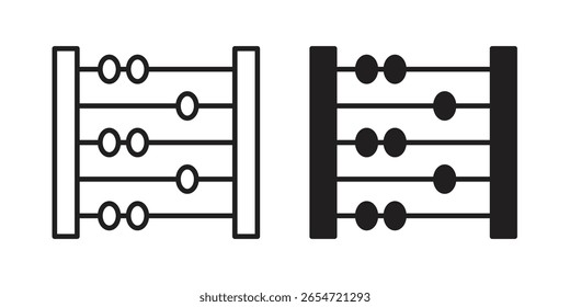Icono de ábaco. Versiones planas y de trazo. Elementos gráficos.