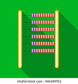 Abacus icon in flat style on a green background