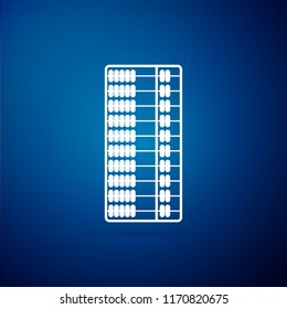 Abacus icon isolated on blue background. Traditional counting frame. Education sign. Mathematics school. Flat design. Vector Illustration