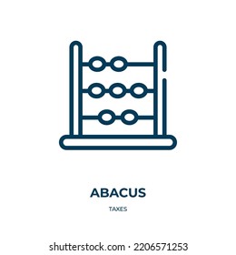 Icono de Abacus. Ilustración vectorial lineal de la recaudación de impuestos. Guión del icono del ábaco de contorno vectorial. Símbolo de línea delgada para uso en aplicaciones web y móviles, logotipo, medios impresos.