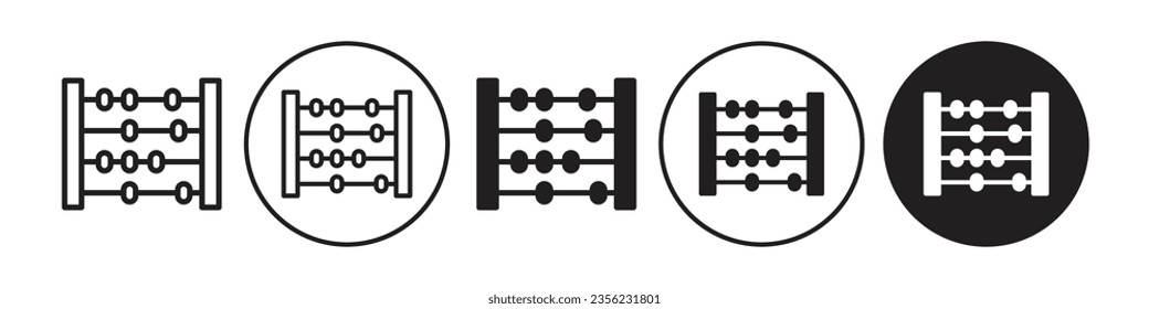 Icono de Abacus. Símbolo de herramienta de fila de madera de cálculo matemático. Juego de vectores de juguete escolar para niños para educar números de conteo con diversión. Esquema plano del marco de clip de cálculo aritmético tradicional 