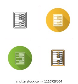 Abacus icon. Mathematics. Flat design, linear and color styles. Isolated vector illustrations