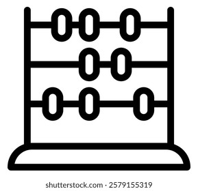 Abacus icon with purple beads and black frame Vector. Abacus icon featuring purple beads and a black frame in a simple style Vector illustration
