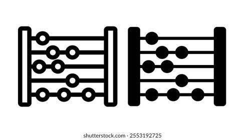 Abacus Icon Set in schwarz gefüllt und Linie.