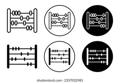 conjunto de iconos de abacus. símbolo vector de abaco de madera sólida de la escuela. el abacus educativo de los niños de recuento vintage con un estilo lleno de negro y delineado.